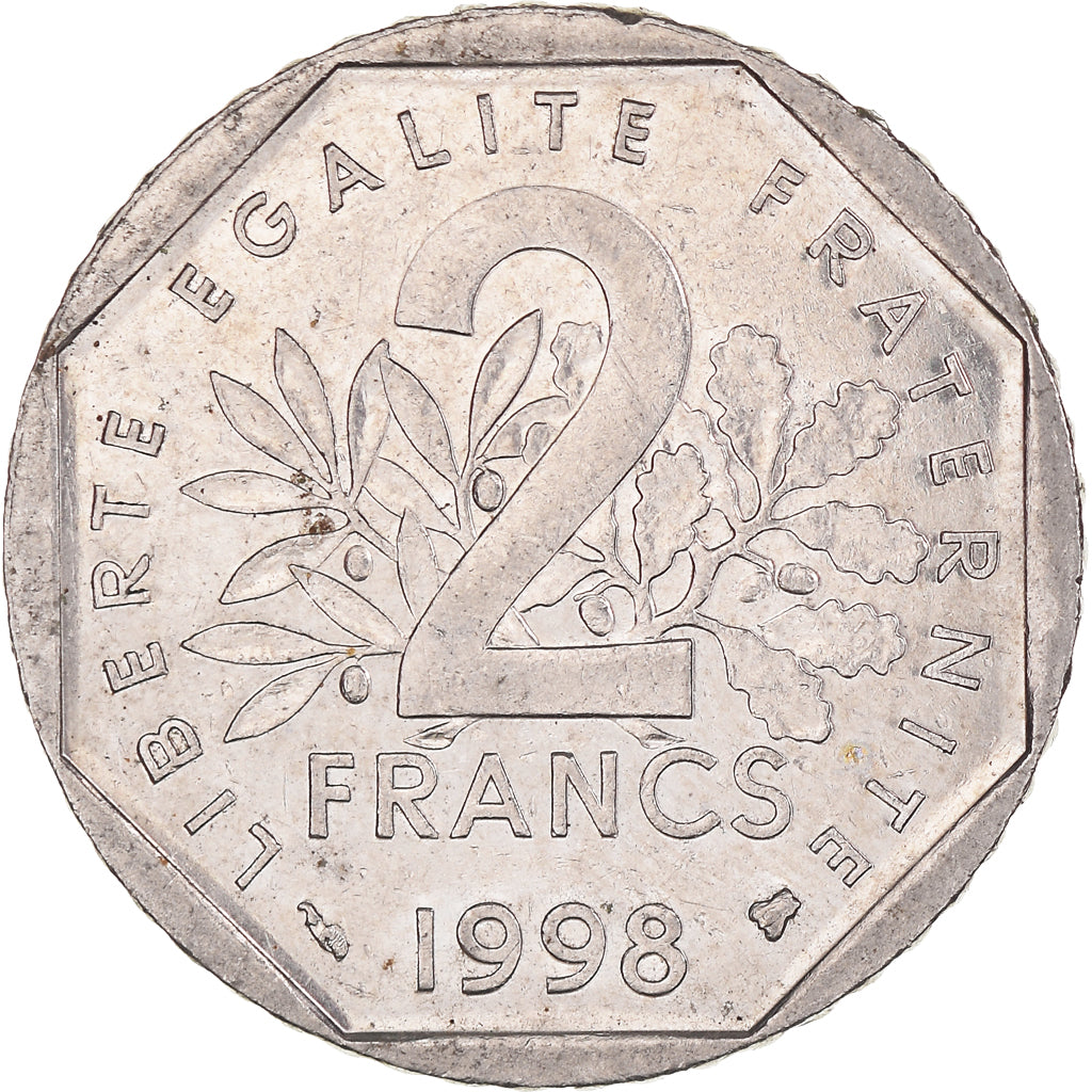 Coin, France, Semeuse, 2 Francs, 1998, MS(63), Nickel, KM:942.1, Gadoury:547