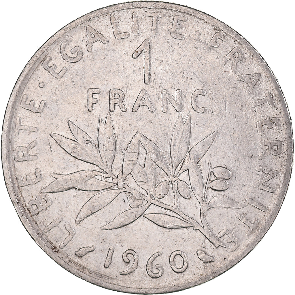 Moneta, Francja, Semeuse, Franc, 1960, Paris, AU(55-58), Nikiel, KM:925.1