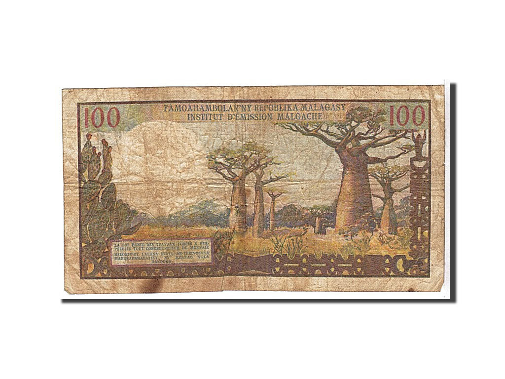 Madagascar, 100 Francs =  20 Ariary, 1966, KM #57a, VF(20-25), 72577W30
