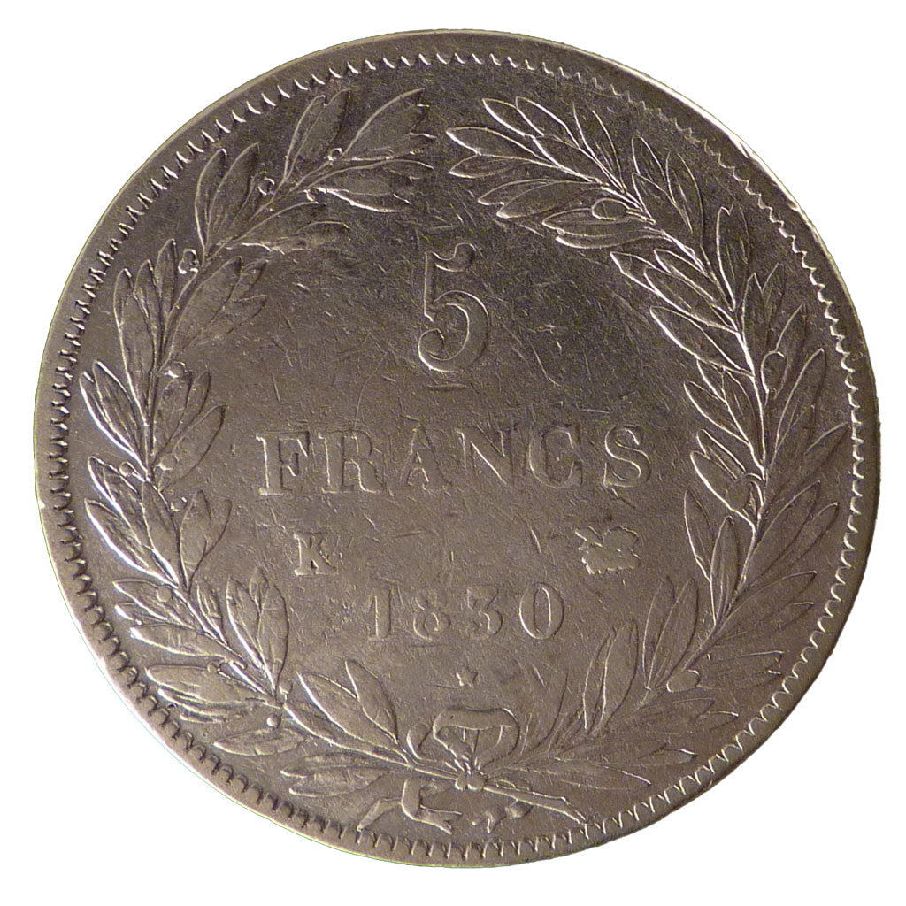 FRANCE, Louis-Philippe, 5 Francs, 1830, Bordeaux, VF(30-35), Silver, Gadoury...