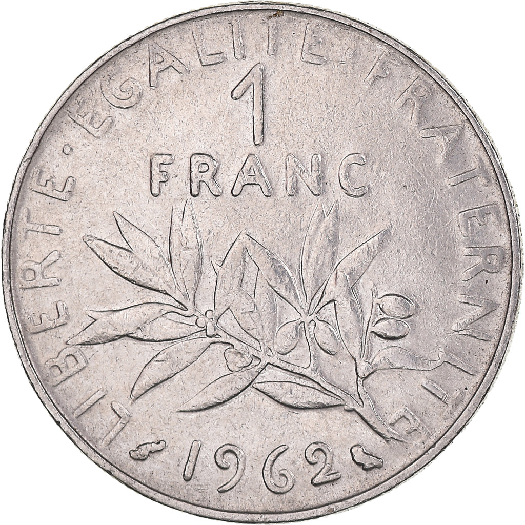 Moneta, Francja, Semeuse, Franc, 1962, Paris, AU(55-58), Nikiel, KM:925.1
