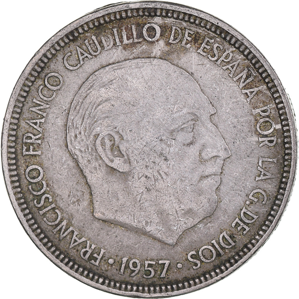 Coin, Spain, Caudillo and regent, 50 Pesetas, 1957, VF(30-35), Copper-nickel