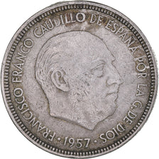 Coin, Spain, Caudillo and regent, 50 Pesetas, 1957, VF(30-35), Copper-nickel