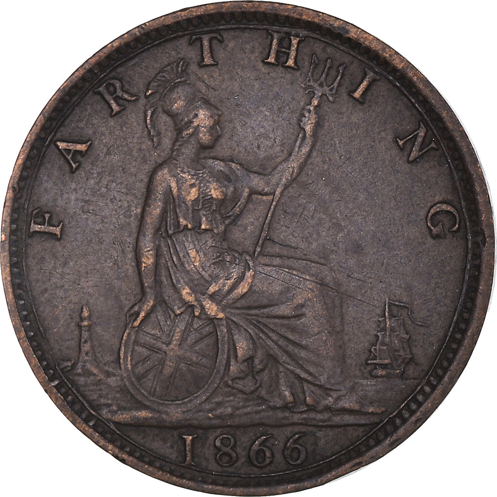Coin, Great Britain, Victoria, Farthing, 1866, EF(40-45), Bronze, KM:747.2