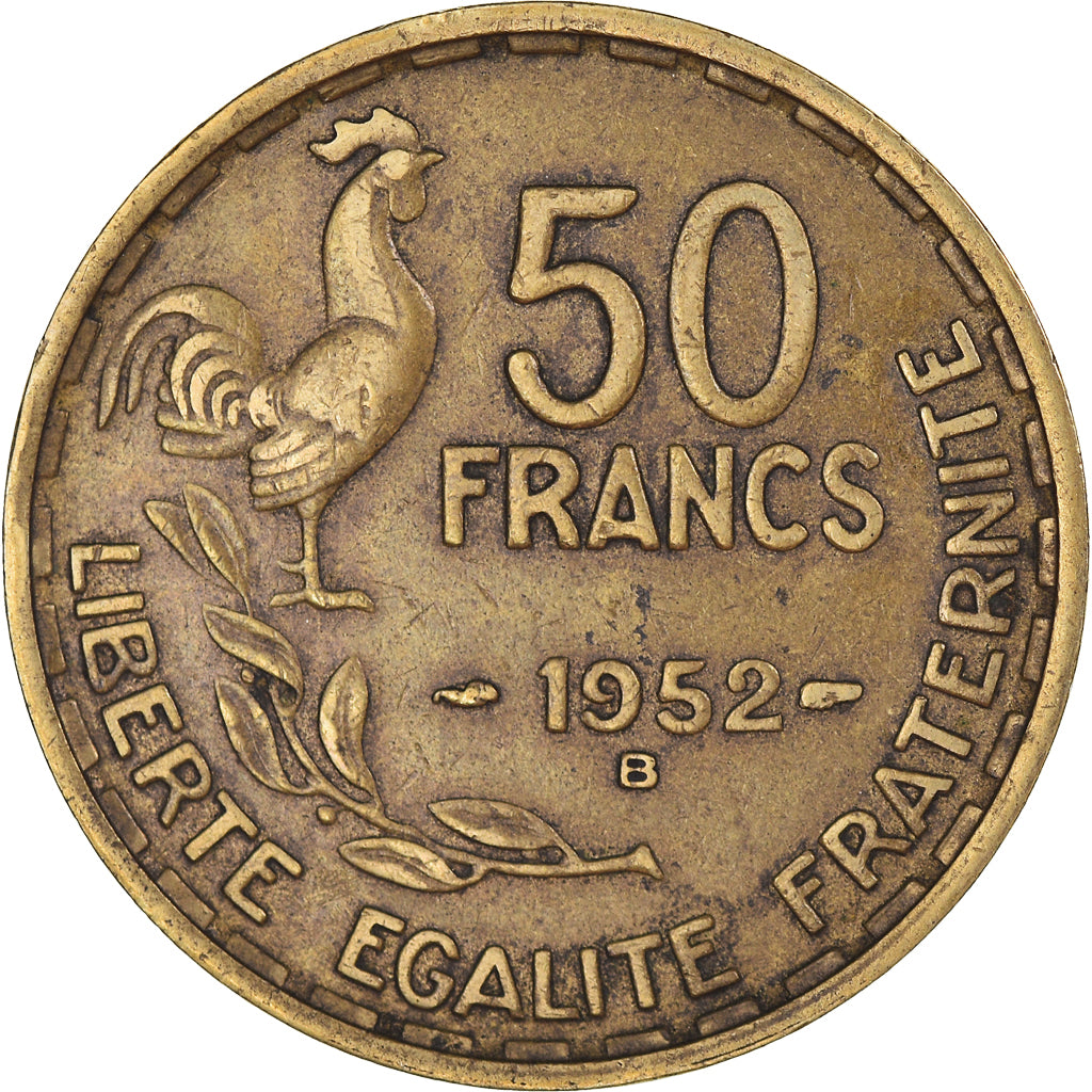 Coin, France, Guiraud, 50 Francs, 1952, Beaumont - Le Roger, EF(40-45)