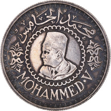 Monnaie, Maroc, Mohammed V, 500 Francs, 1956/AH1376, Paris, TTB, Argent, KM:54