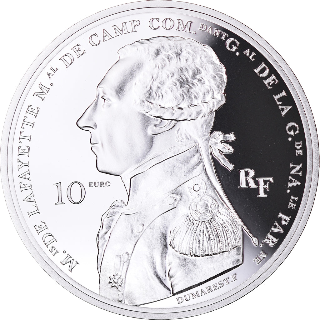 Francia, 10 Euro, Indépendance des Etats-Unis Arrivée de La Fayette à Boston