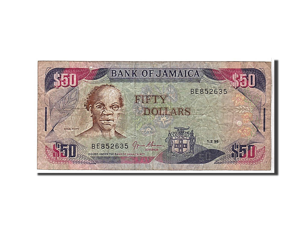 Jamaica, 50 Dollars, 1995, KM #73c, VF(30-35), BE852635