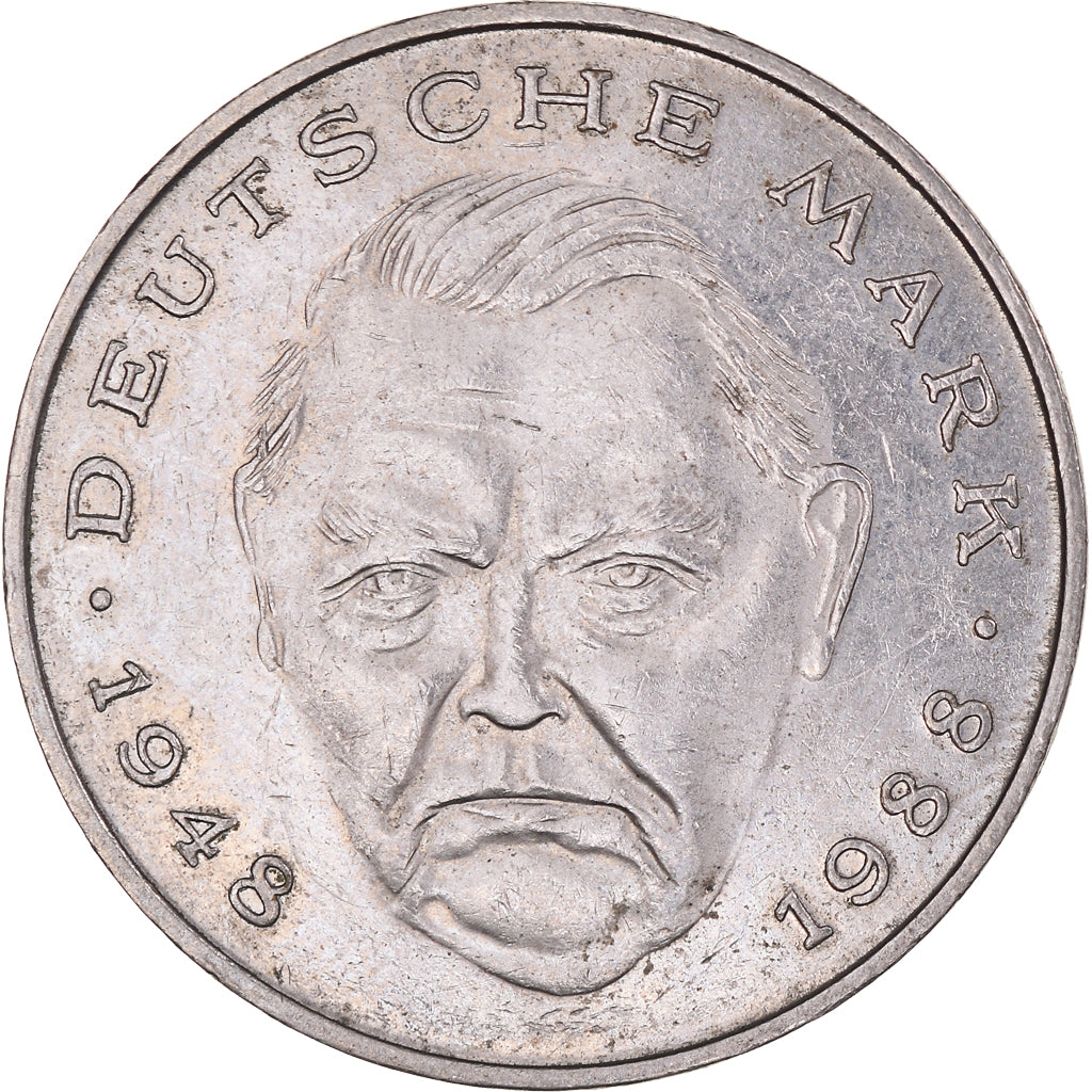 Coin, GERMANY - FEDERAL REPUBLIC, 2 Mark, 1988, Munich, EF(40-45), Copper-Nickel