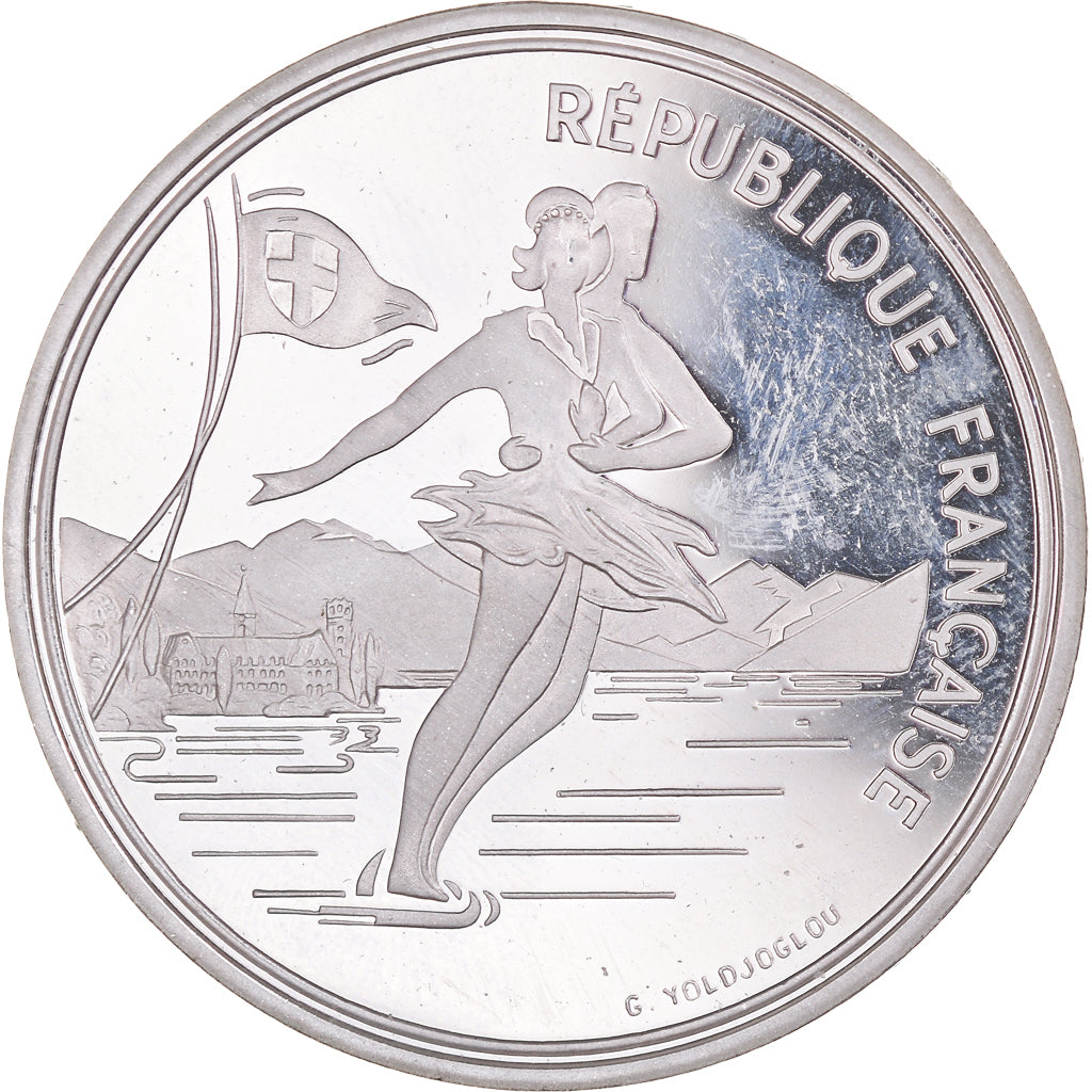 Münze, Frankreich, Ice Skating Couple, 100 Francs, 1989, Albertville 92, VZ+