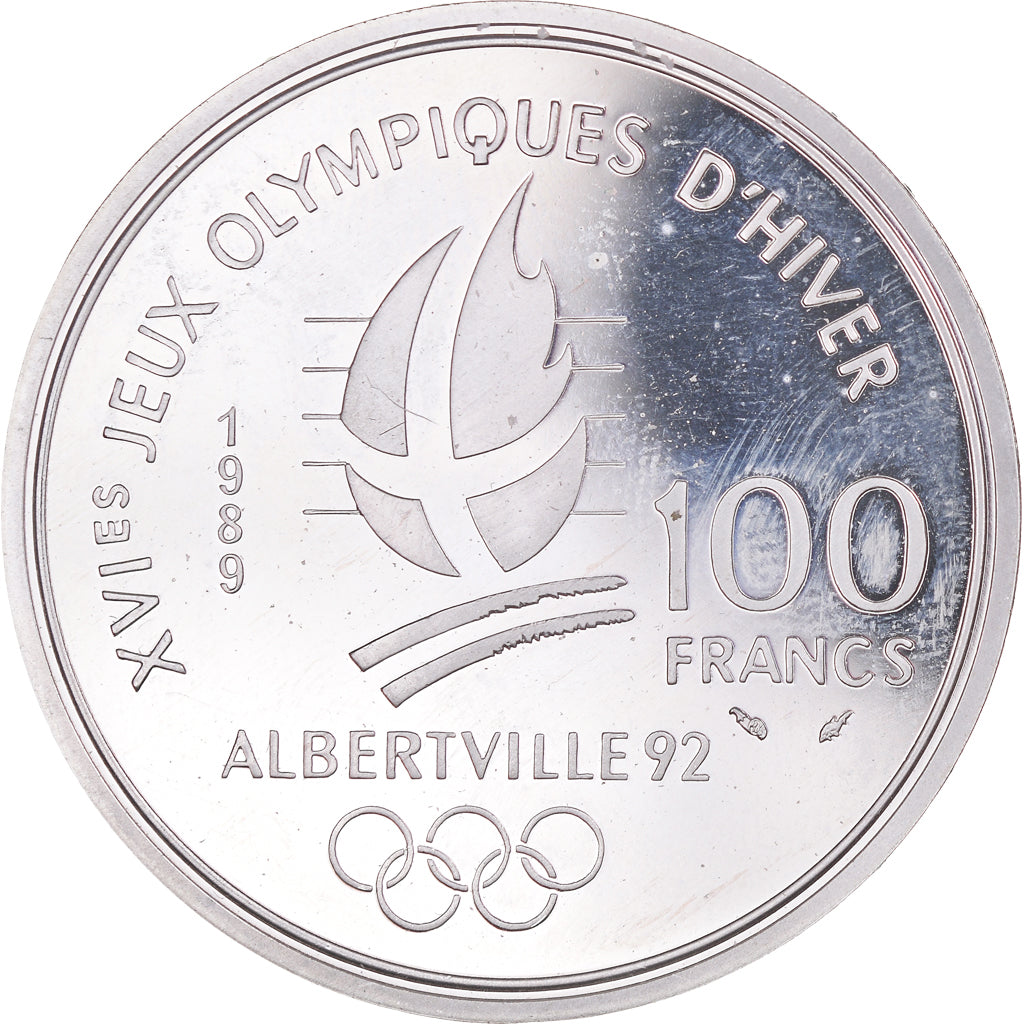 Münze, Frankreich, Ice Skating Couple, 100 Francs, 1989, Albertville 92, VZ+