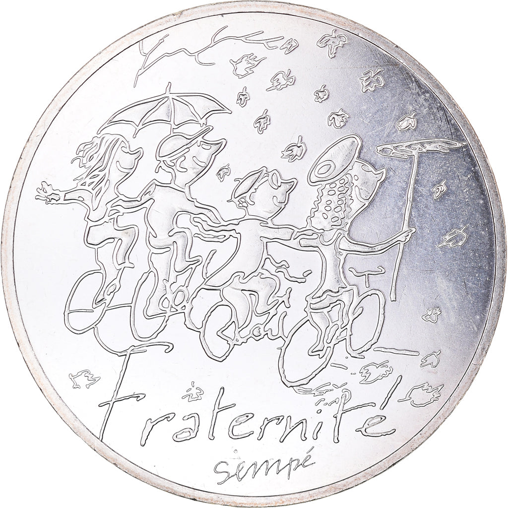 Francia, 10 Euro, Fraternité Automne Sempé, 2014, Paris, FDC, Plata