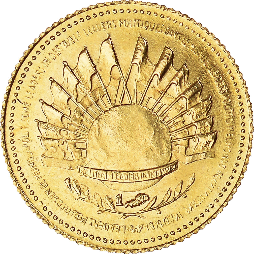 Francja, medal, Charles De Gaulle, Politics, 1980, MS(63), Złoto
