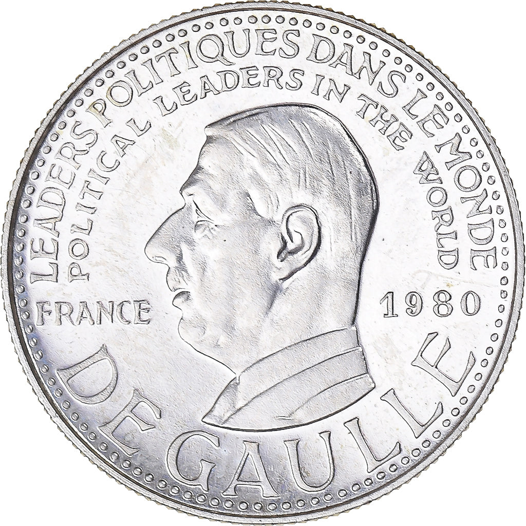 France, Medal, Général De Gaulle, 1980, Santucci, MS(65-70), Silver