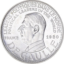 France, Medal, Général De Gaulle, 1980, Santucci, MS(65-70), Silver