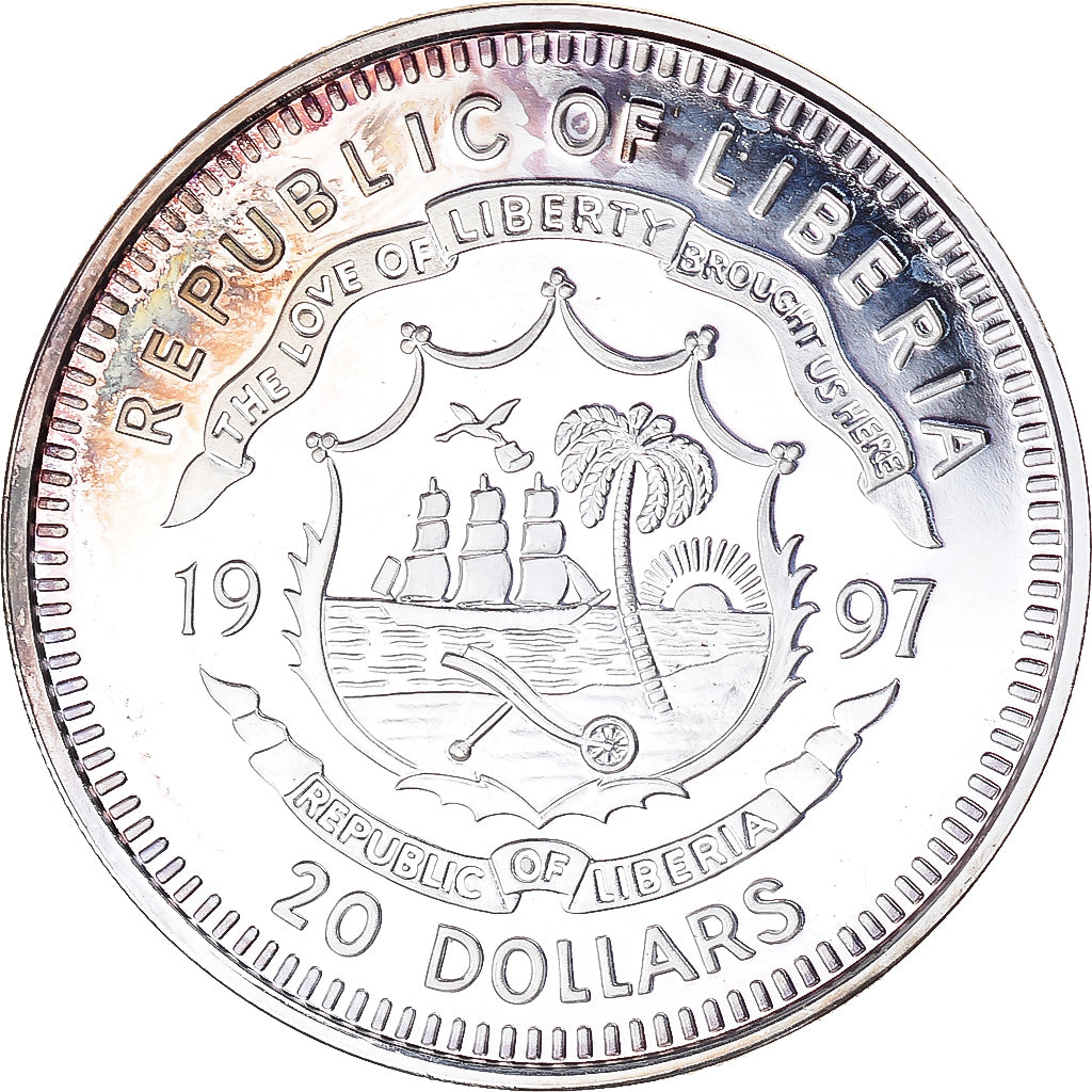 Monnaie, Libéria, 20 Dollars, 1997, SPL+, Argent, KM:417