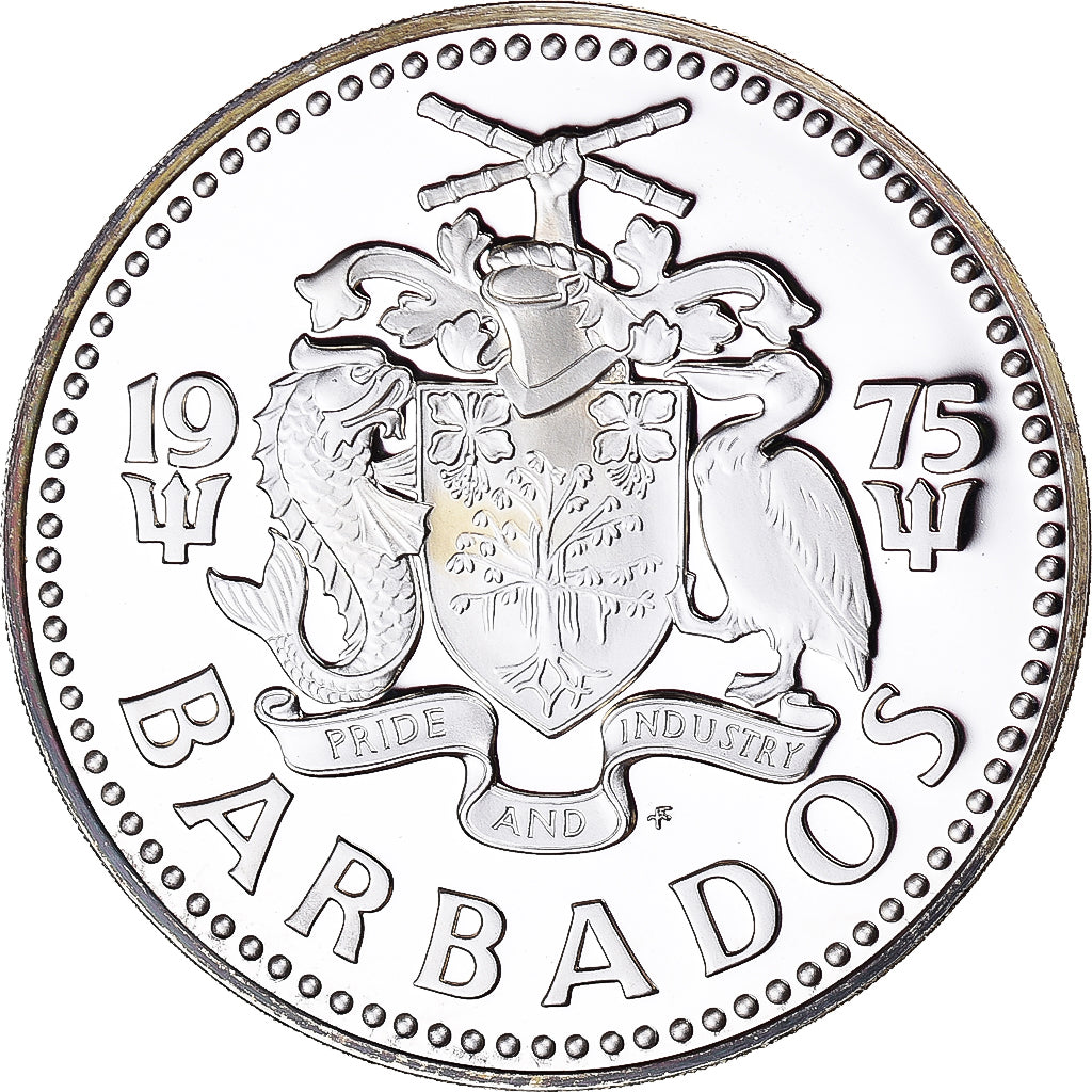 Coin, Barbados, Neptune, 10 Dollars, 1975, Franklin Mint, Proof, MS(65-70)
