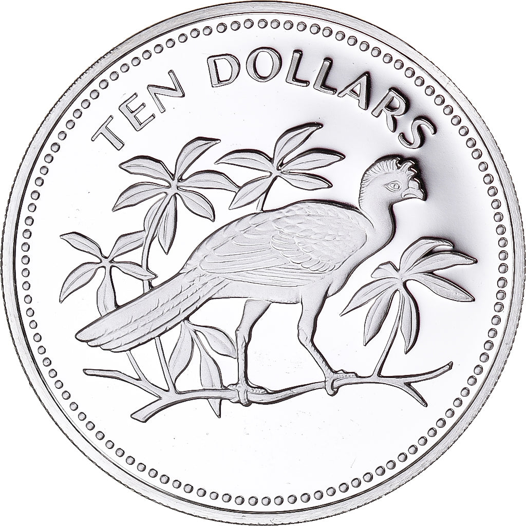 Coin, Belize, 10 Dollars, 1974, Franklin Mint, Proof, MS(65-70), Silver, KM:45a