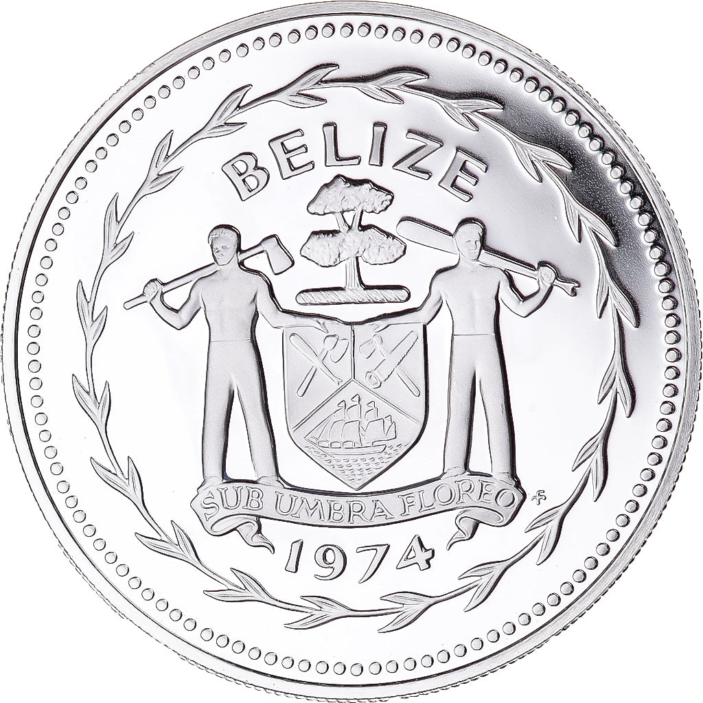 Coin, Belize, 10 Dollars, 1974, Franklin Mint, Proof, MS(65-70), Silver, KM:45a