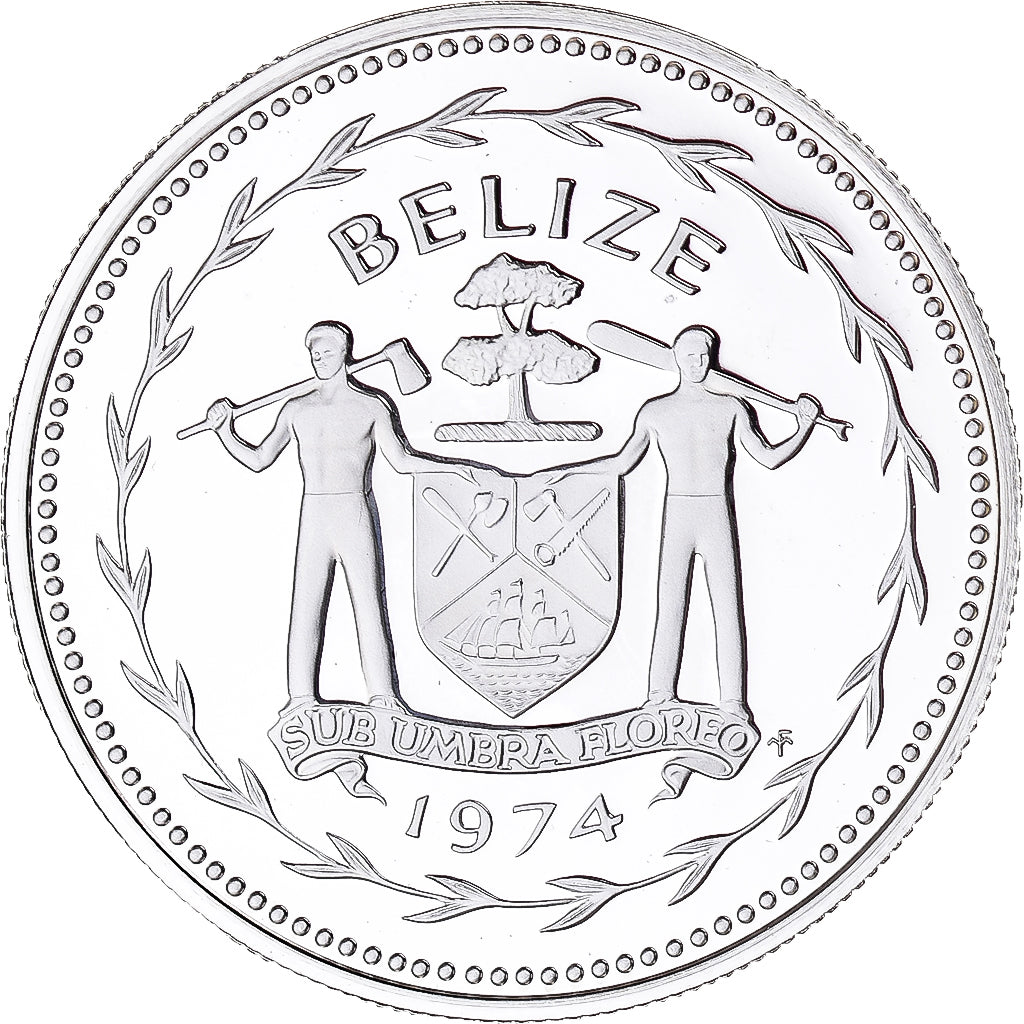 Moneta, Belize, Dollar, 1974, Franklin Mint, FDC, Argento, KM:43a