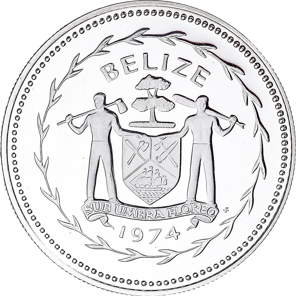 Coin, Belize, 25 Cents, 1974, Franklin Mint, MS(65-70), Silver, KM:41a