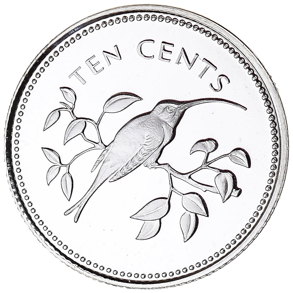 Coin, Belize, 10 Cents, 1974, Franklin Mint, MS(65-70), Silver, KM:40a