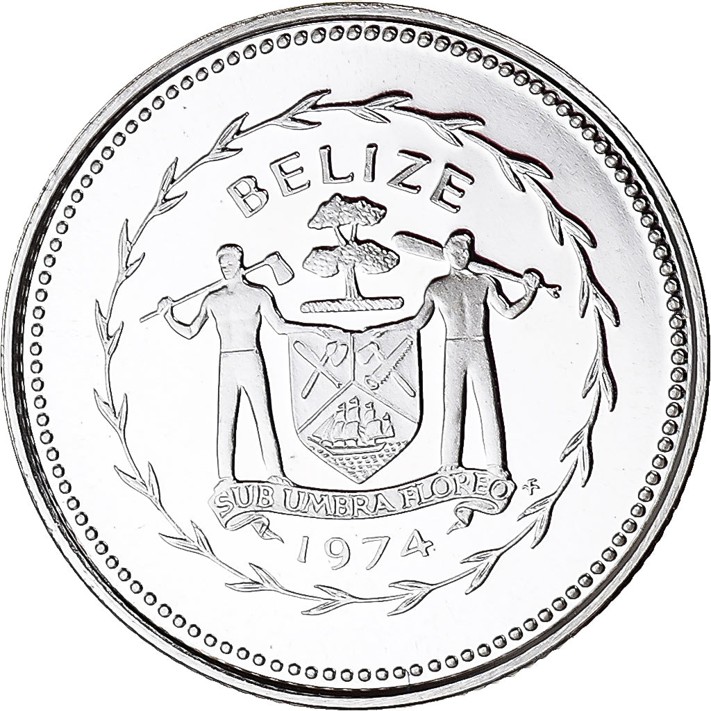 Coin, Belize, 10 Cents, 1974, Franklin Mint, MS(65-70), Silver, KM:40a
