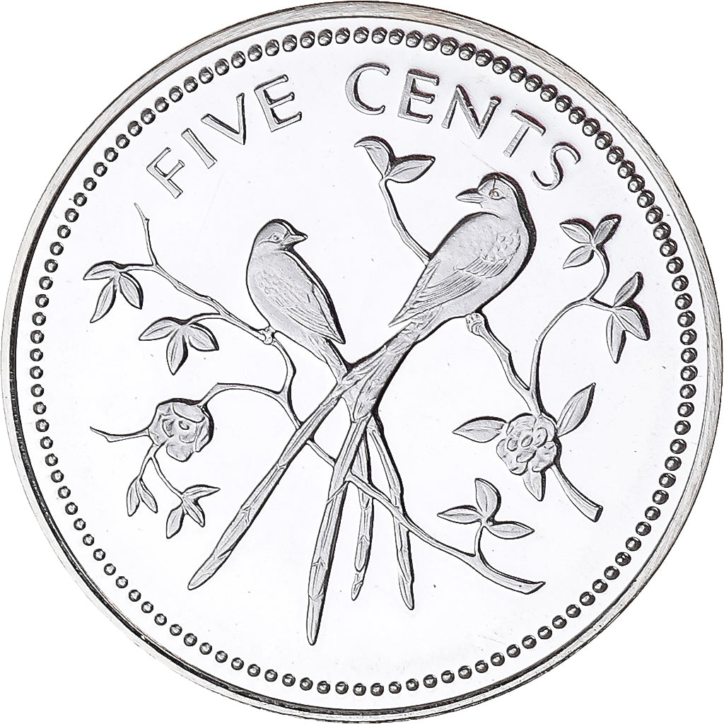Coin, Belize, 5 Cents, 1974, Franklin Mint, MS(65-70), Silver, KM:39a