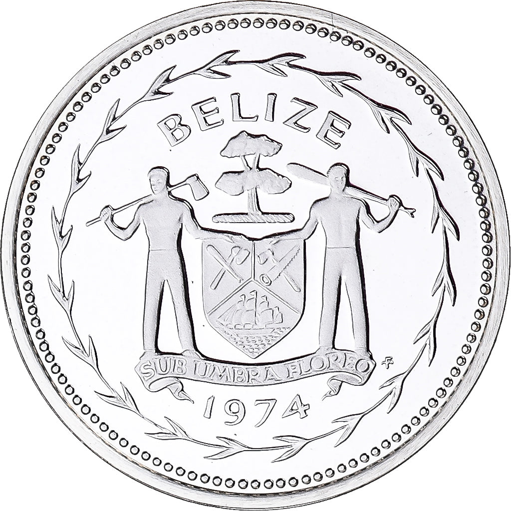 Coin, Belize, 5 Cents, 1974, Franklin Mint, MS(65-70), Silver, KM:39a