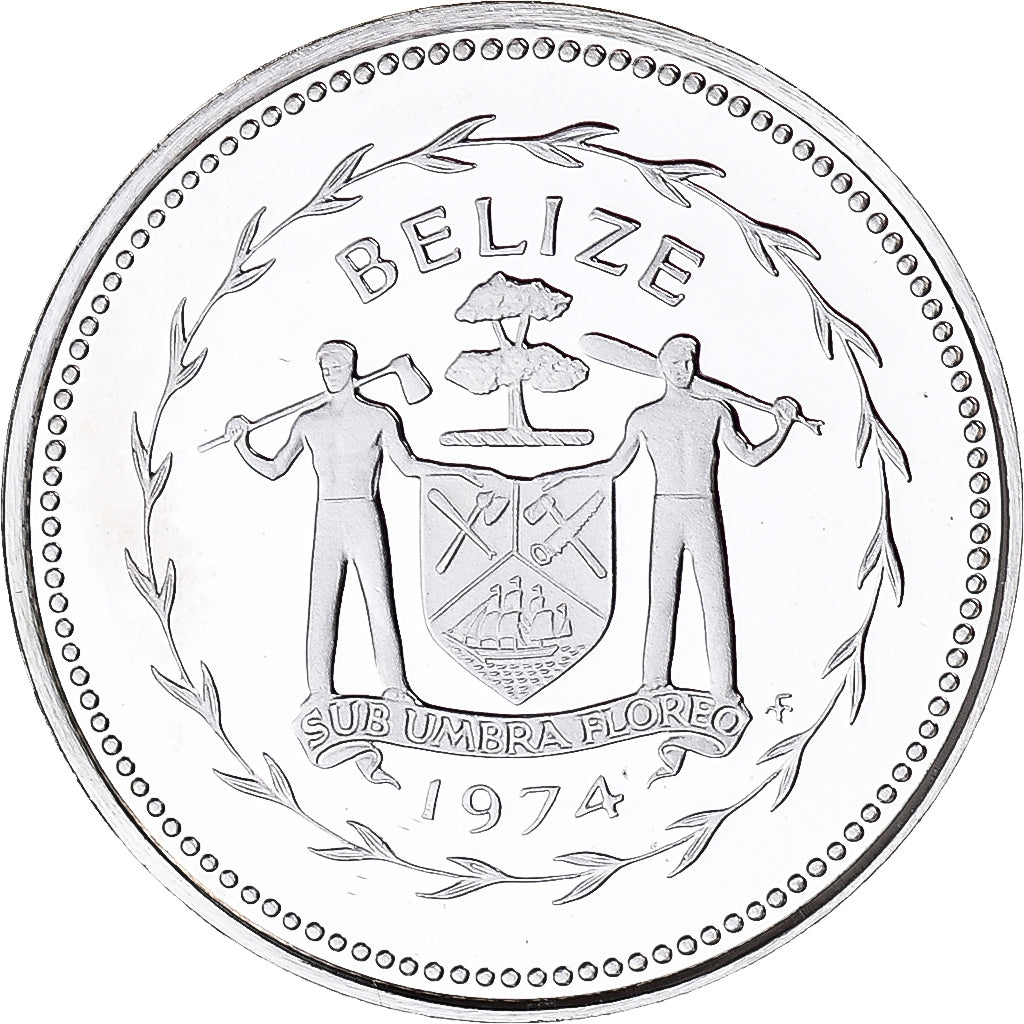 Coin, Belize, Cent, 1974, Franklin Mint, MS(65-70), Silver, KM:38a