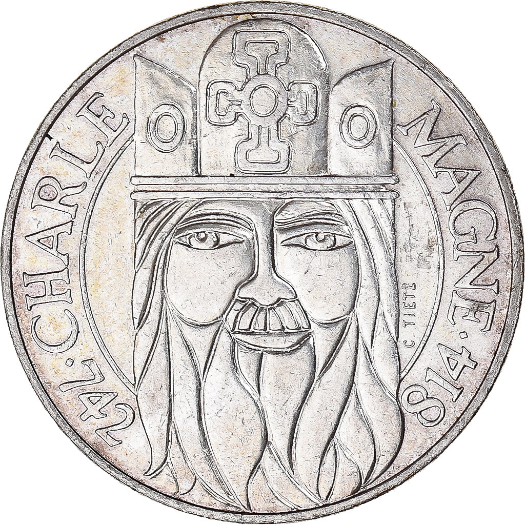 Moeda, França, Charlemagne, 100 Francs, 1990, EF(40-45), Prata, KM:982