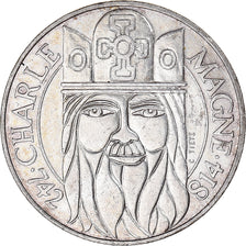 Moeda, França, Charlemagne, 100 Francs, 1990, EF(40-45), Prata, KM:982