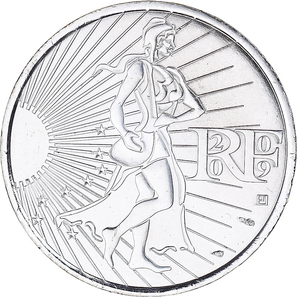 France, 10 Euro, Semeuse, 2009, Monnaie de Paris, MS(60-62), Silver