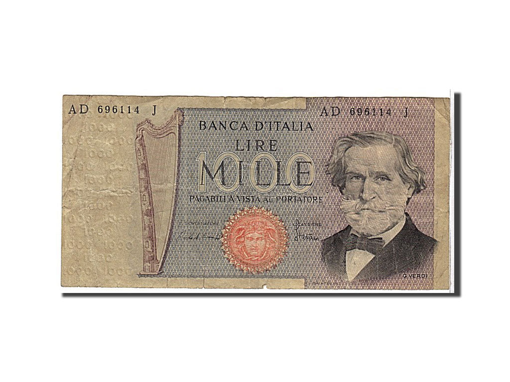 Italy, 1000 Lire, 1969, KM #101a, VF(30-35), AD696114J