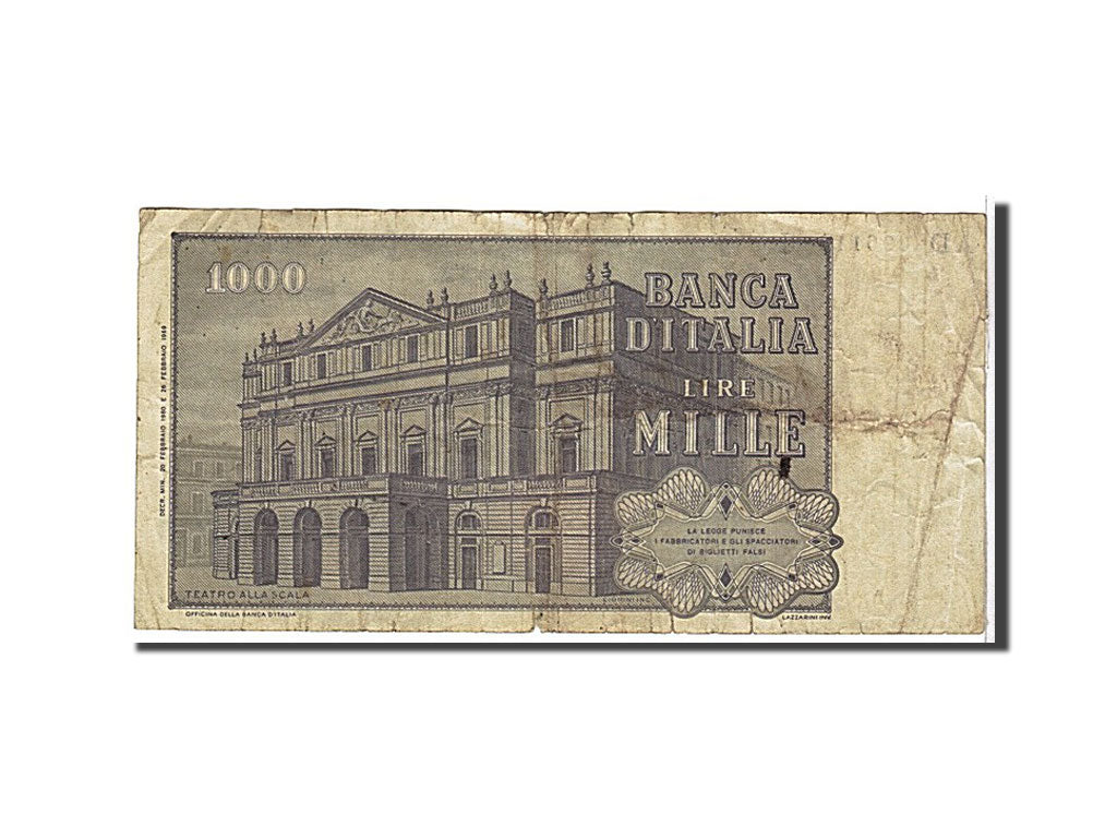 Italy, 1000 Lire, 1969, KM #101a, VF(30-35), AD696114J