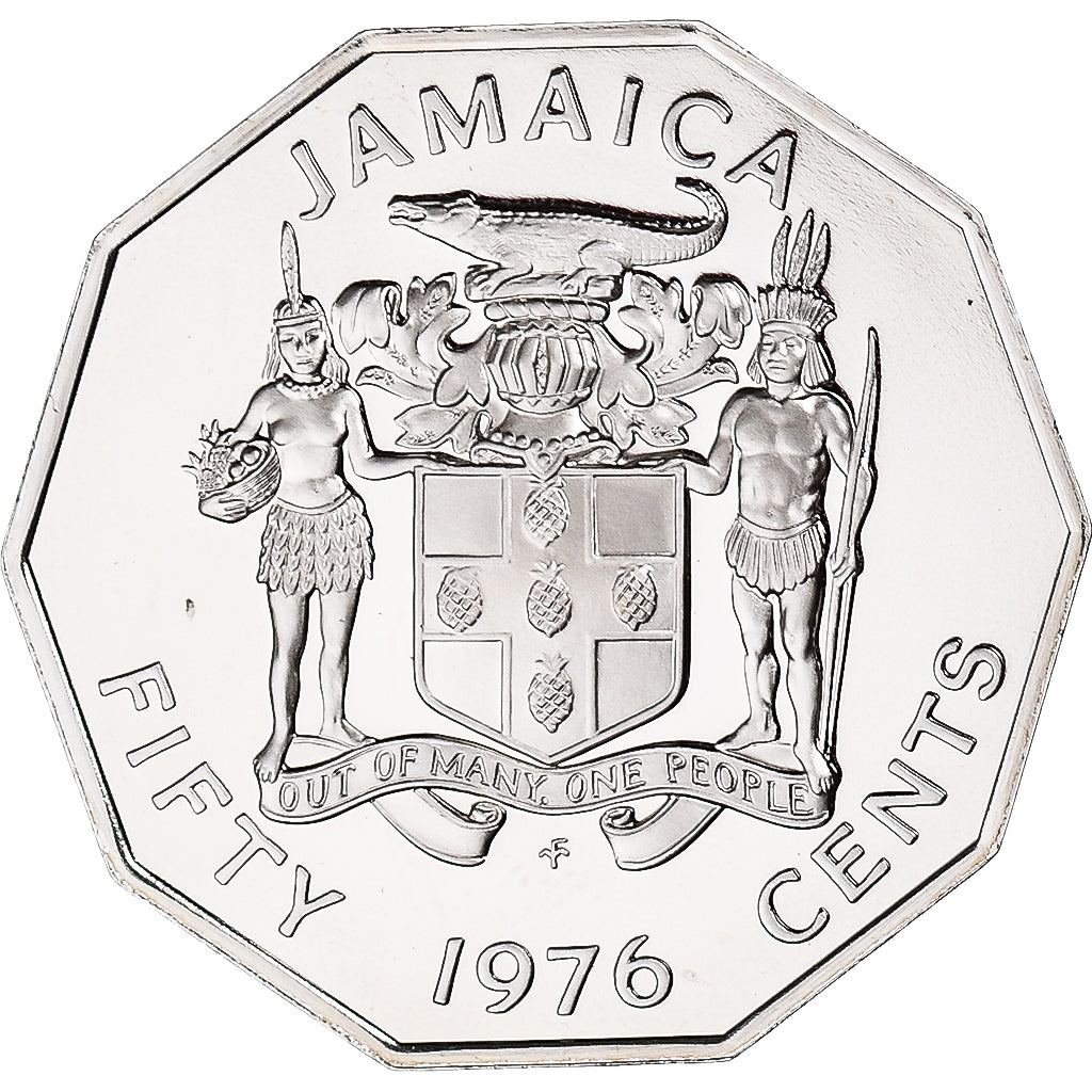 Coin, Jamaica, Elizabeth II, 50 Cents, 1976, Franklin Mint, USA, MS(65-70)