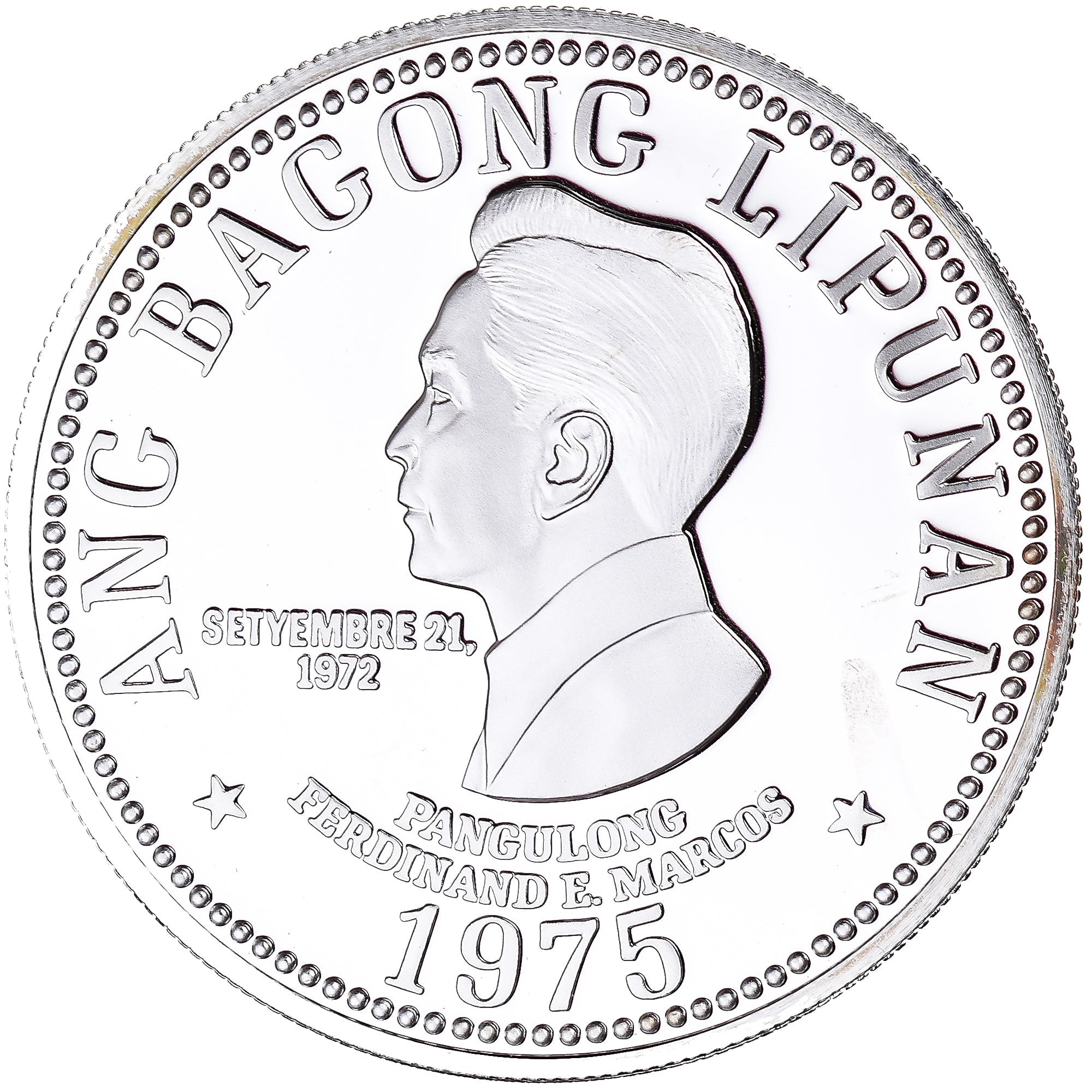 Coin, Philippines, The New Society, 50 Piso, 1975, MS(65-70), Silver, KM:212