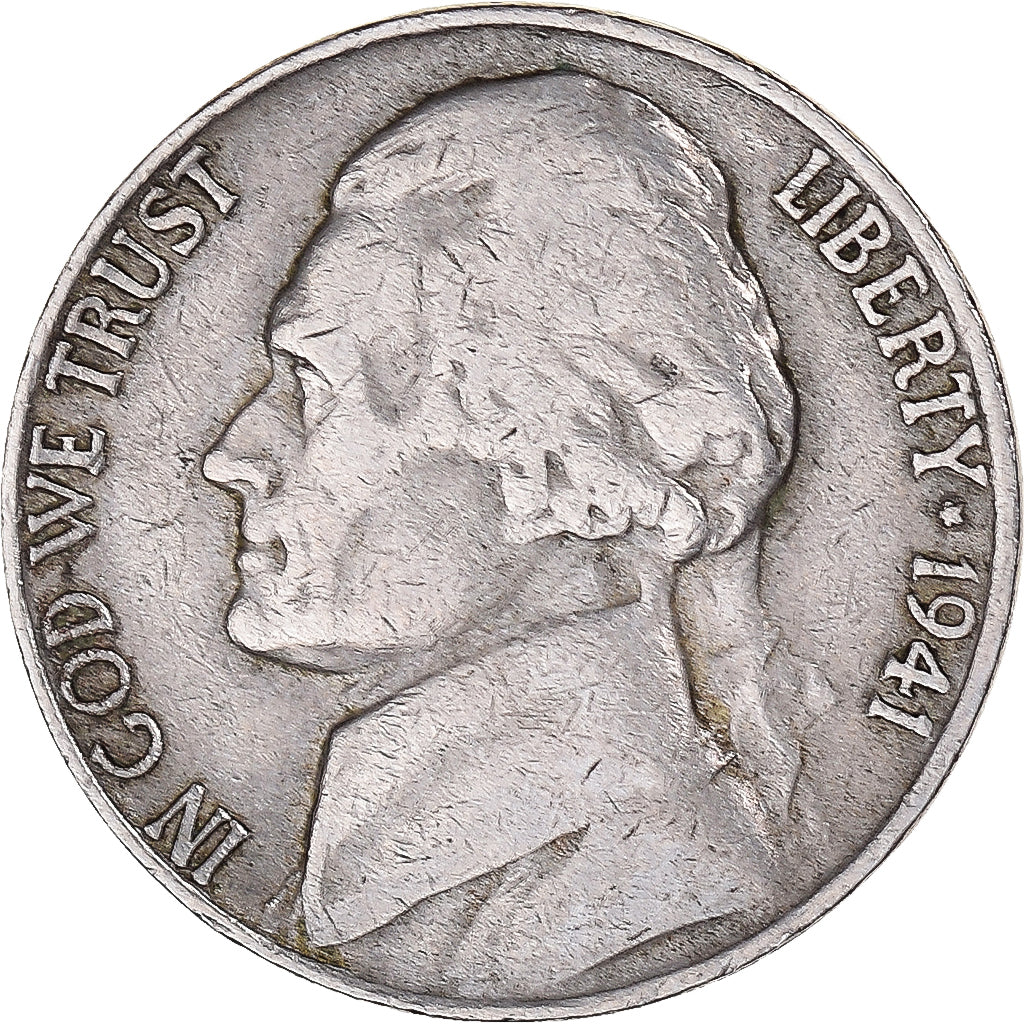Moneda, Estados Unidos, Jefferson Nickel, 5 Cents, 1941, U.S. Mint, San