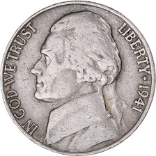 Moneda, Estados Unidos, Jefferson Nickel, 5 Cents, 1941, U.S. Mint, San