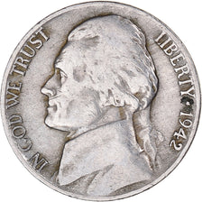 Münze, Vereinigte Staaten, Jefferson Nickel, 5 Cents, 1942, Philadelphia, S+