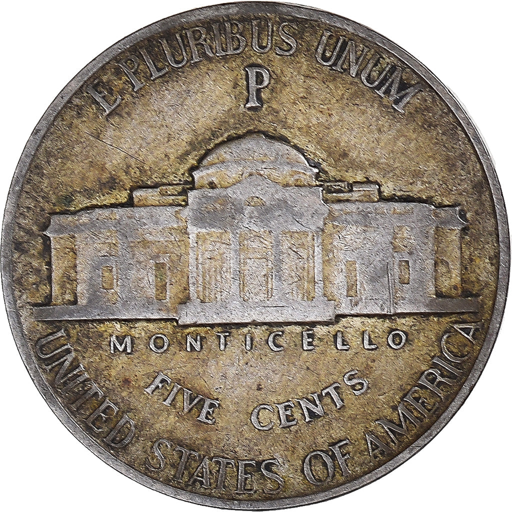 Moneda, Estados Unidos, Jefferson Nickel, 5 Cents, 1943, U.S. Mint