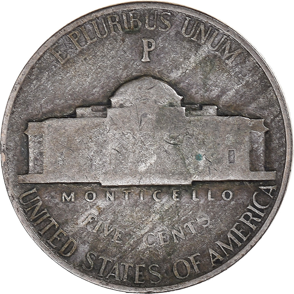 Moneta, USA, Jefferson Nickel, 5 Cents, 1945, U.S. Mint, Philadelphia