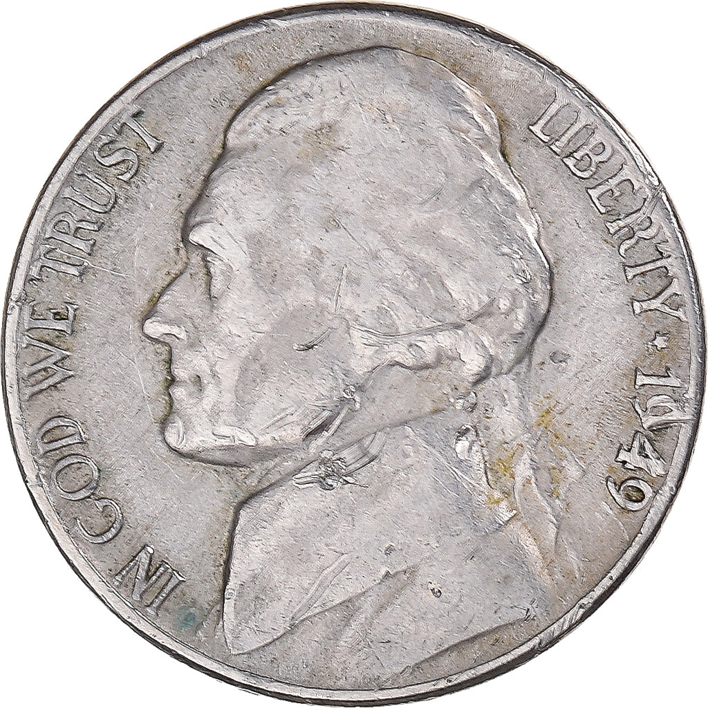 Moneda, Estados Unidos, Jefferson Nickel, 5 Cents, 1949, U.S. Mint