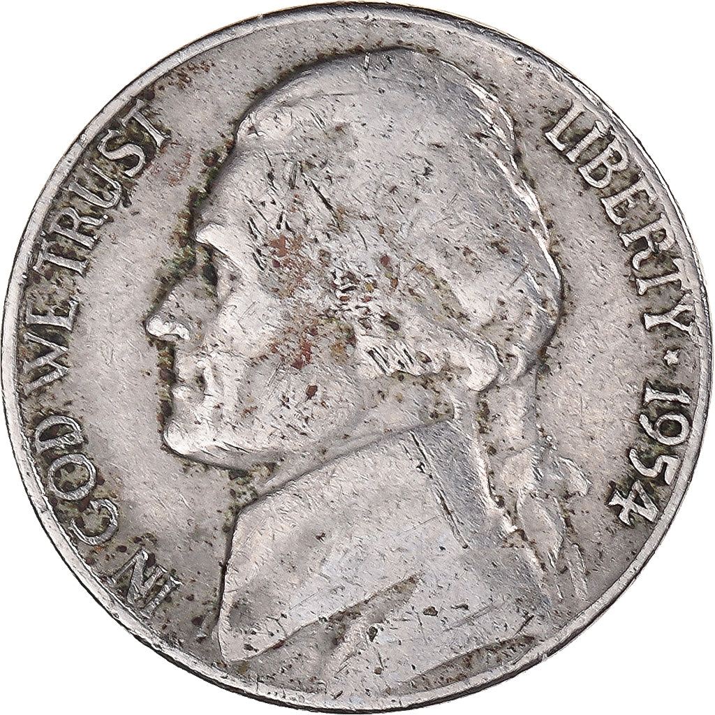 Moneda, Estados Unidos, Jefferson Nickel, 5 Cents, 1954, U.S. Mint, Denver, BC+