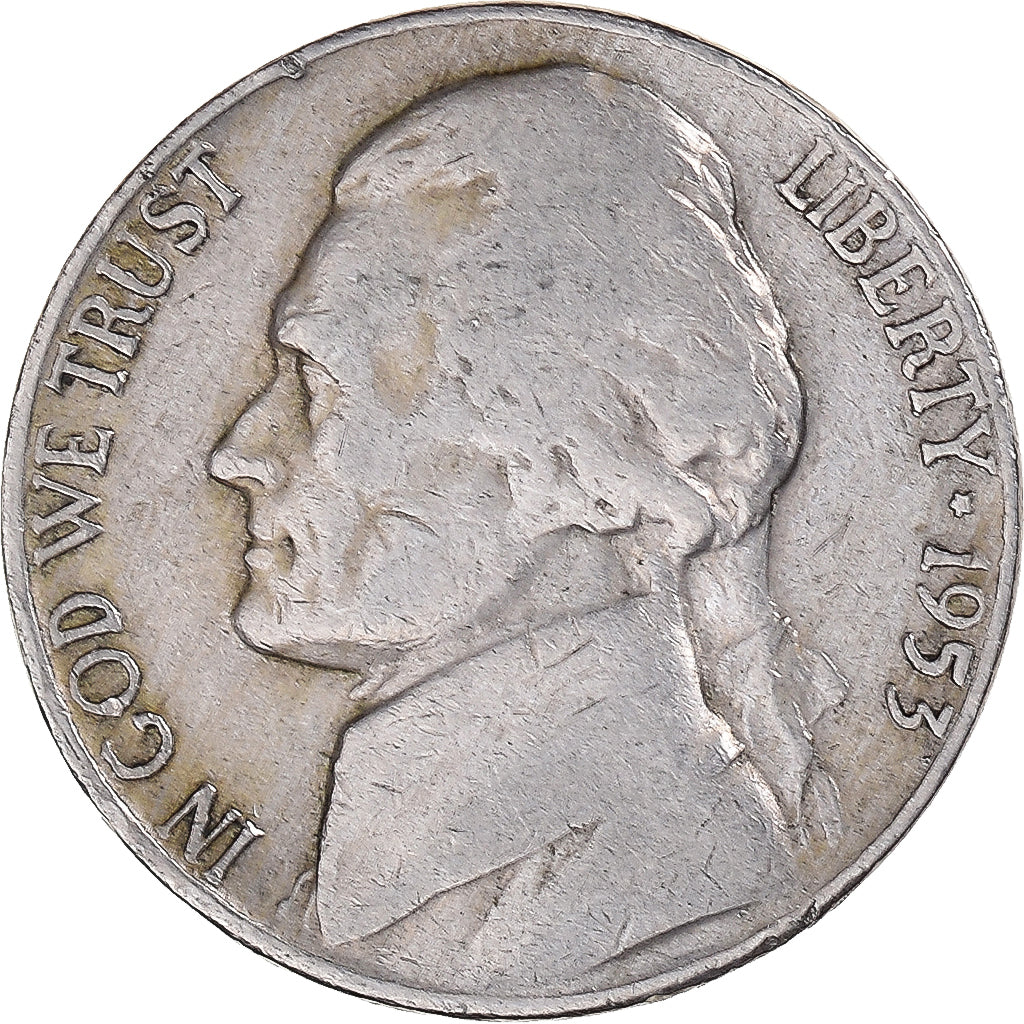 Moneda, Estados Unidos, Jefferson Nickel, 5 Cents, 1953, U.S. Mint, Denver, BC+