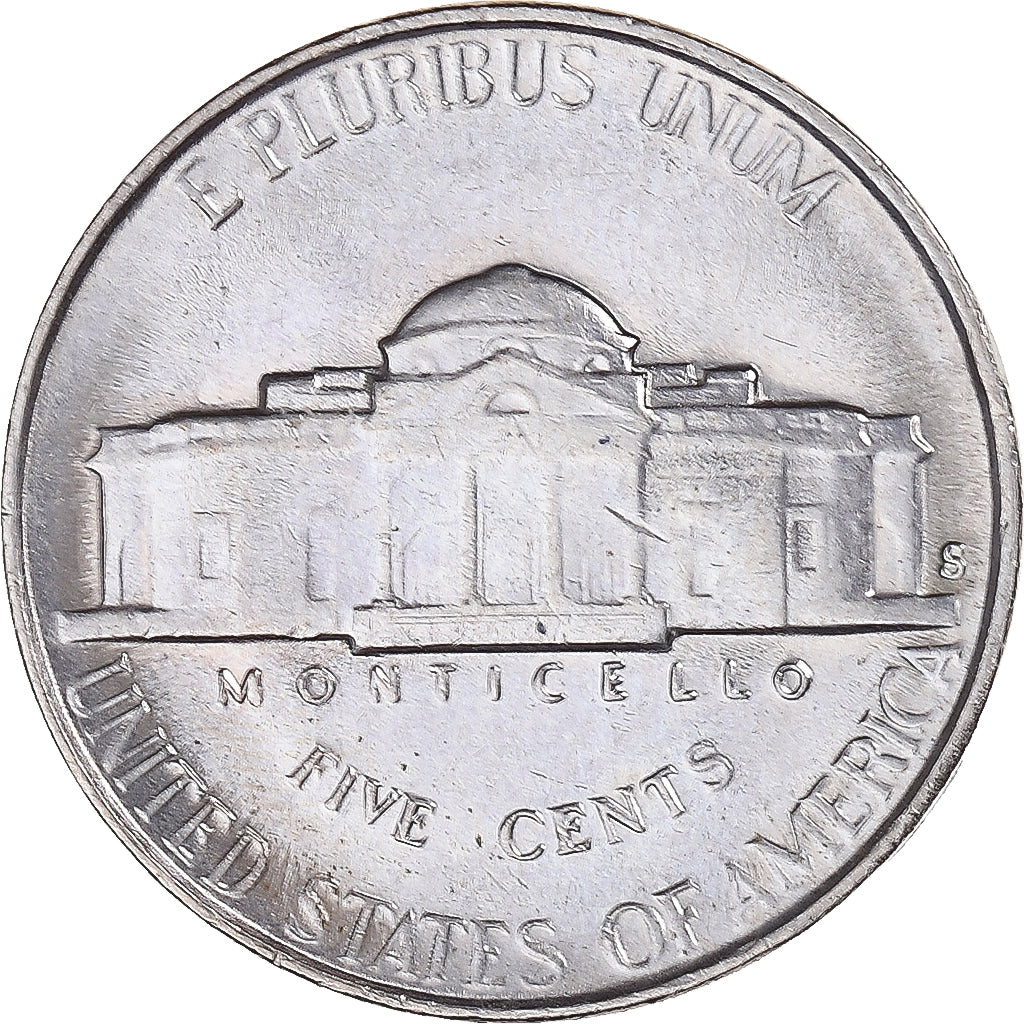 Coin, United States, Jefferson Nickel, 5 Cents, 1953, U.S. Mint, San Francisco
