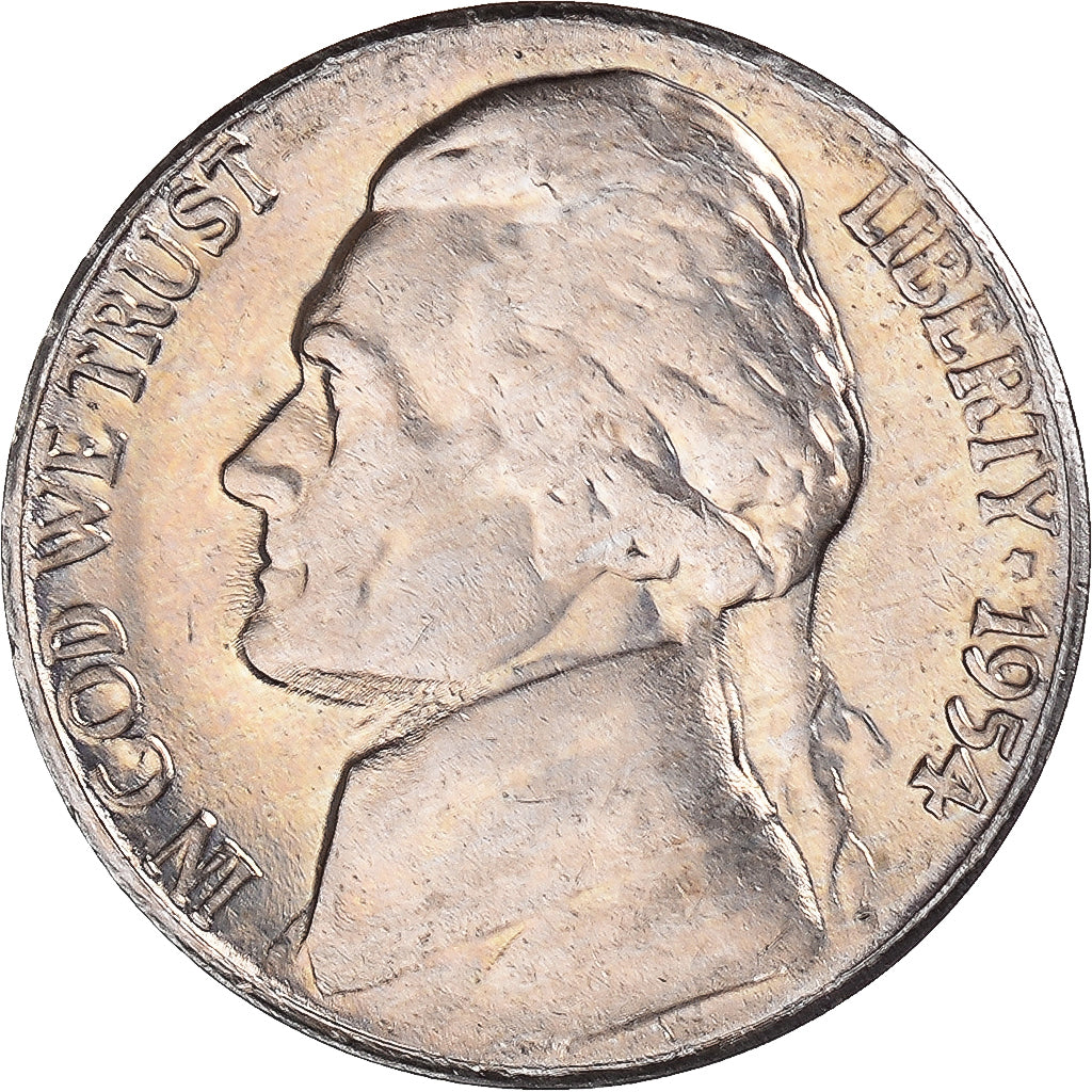 Monnaie, États-Unis, Jefferson Nickel, 5 Cents, 1954, U.S. Mint, San Francisco