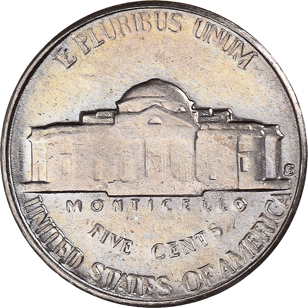Monnaie, États-Unis, Jefferson Nickel, 5 Cents, 1954, U.S. Mint, San Francisco