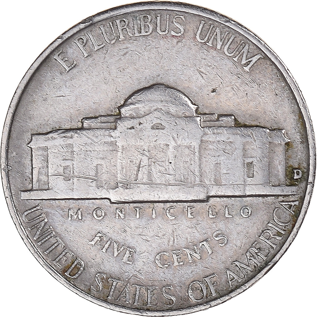 Coin, United States, Jefferson Nickel, 5 Cents, 1955, U.S. Mint, Denver