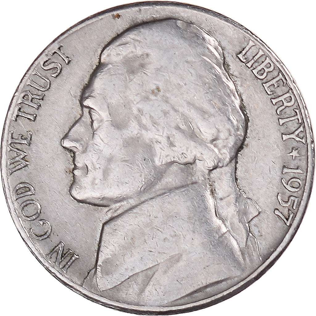 Moneta, Stati Uniti, Jefferson Nickel, 5 Cents, 1957, U.S. Mint, Denver, BB